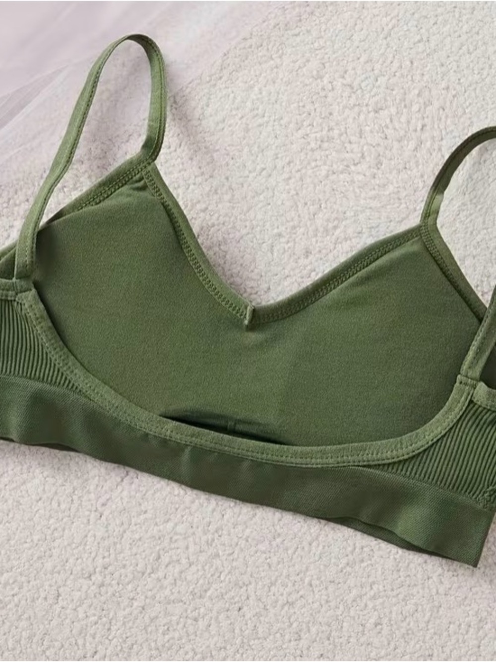 Ribbed Everyday Bralette - Green, Tan, Brown, Orange, Dark Brown - Picture 4 of 4